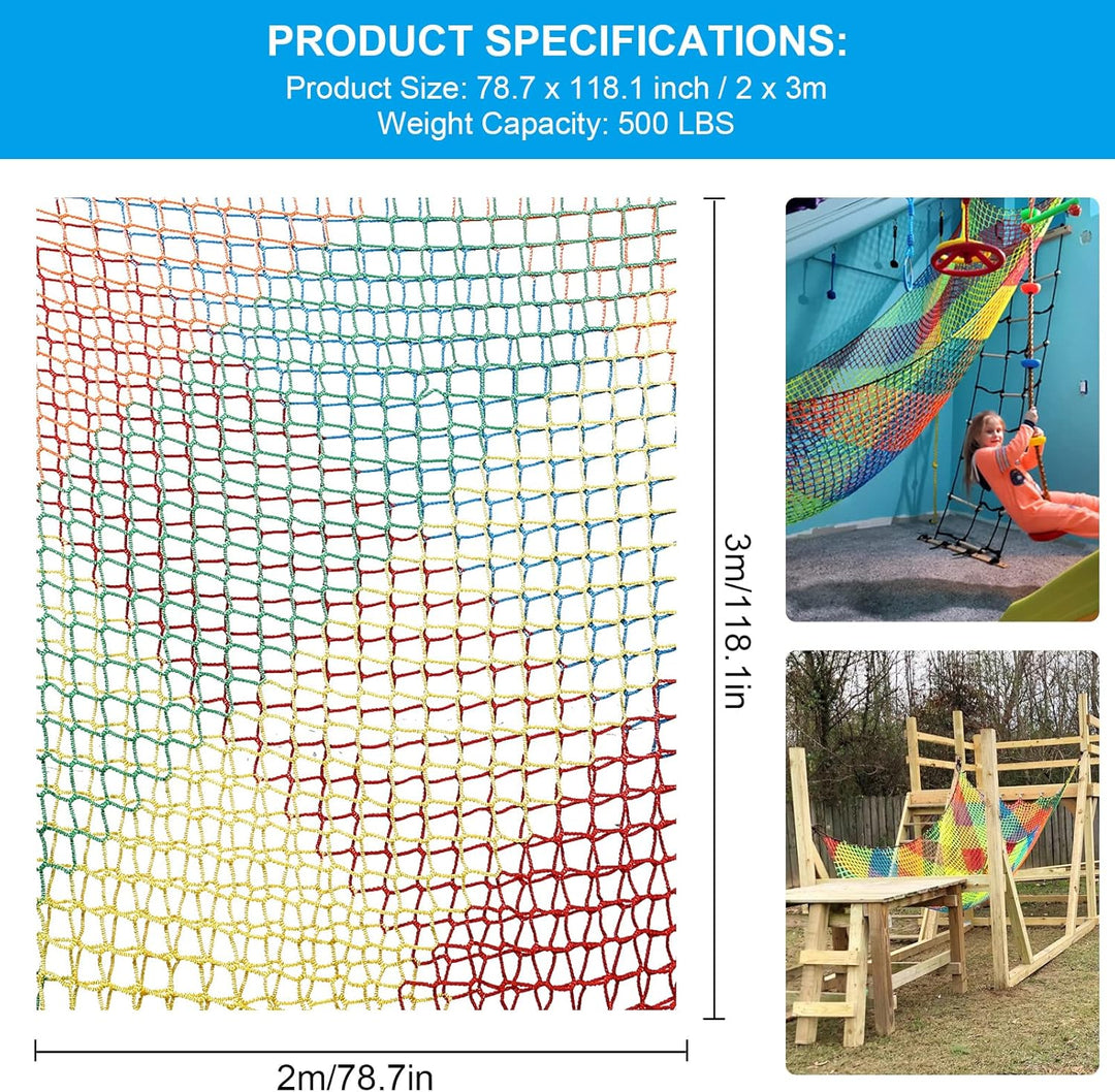 MENAYODA Kletternetz Spielplatz, Schwerlast Doppellagiges Schutznetz Kinder Klettergerüst Schaukel,