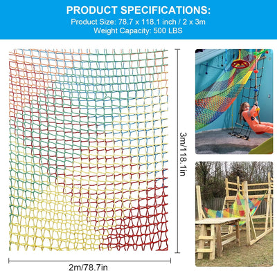 MENAYODA Kletternetz Spielplatz, Schwerlast Doppellagiges Schutznetz Kinder Klettergerüst Schaukel,