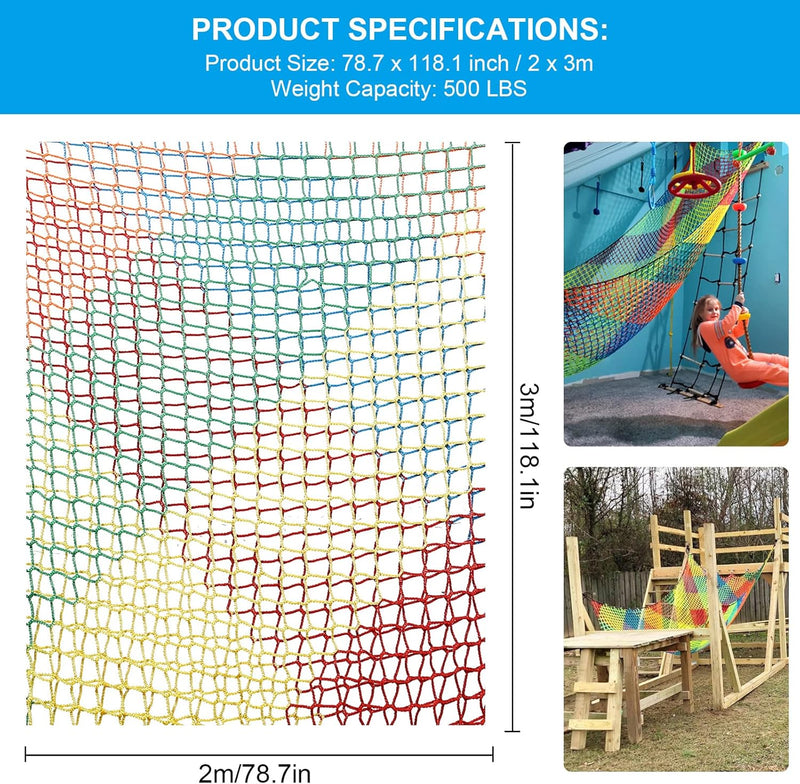 MENAYODA Kletternetz Spielplatz, Schwerlast Doppellagiges Schutznetz Kinder Klettergerüst Schaukel,