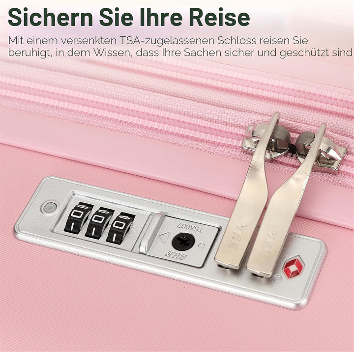 KONO Koffer Trolley Handgepäck Koffer Reisekoffer von ABS+PC Hartschalenkoffer mit 4 Rollen TSA Schl