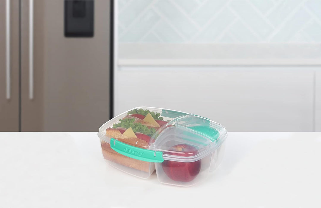 Sistema TO GO Triple Split Brotdose mit Joghurtbehälter | 2L luftdichter und stapelbarer Lunchbox fü
