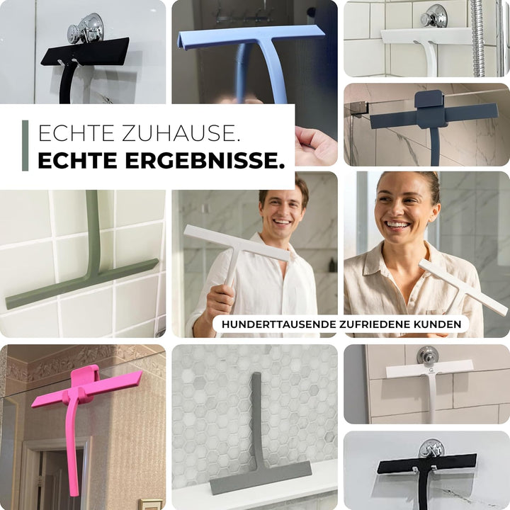 Gütewerk Duschabzieher, Silikon-Abzieher Dusche, Hygienischer Abzieher für Badezimmer, Duschwand &amp; F