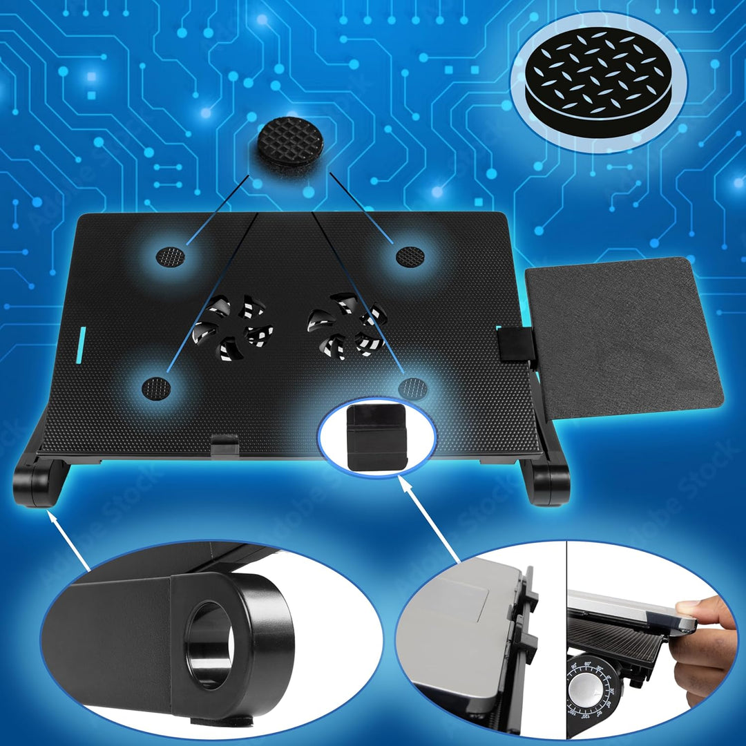 Duronic DML141 höhenverstellbarer Laptopständer mit Laptopkühler und Mousepad, Erhöhung für Laptop b