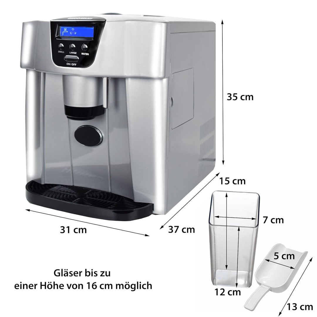 Syntrox Eiswürfelmaschine Gipua (Eiswasserfunktion + Display + Spender), Schneller Eiswürfelprozess,