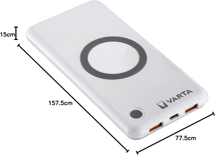 VARTA 2 in 1 Power Bank und Wireless Charger, kabelloses Ladegerät, Powerbank 10000mAh, Qi Ladestati