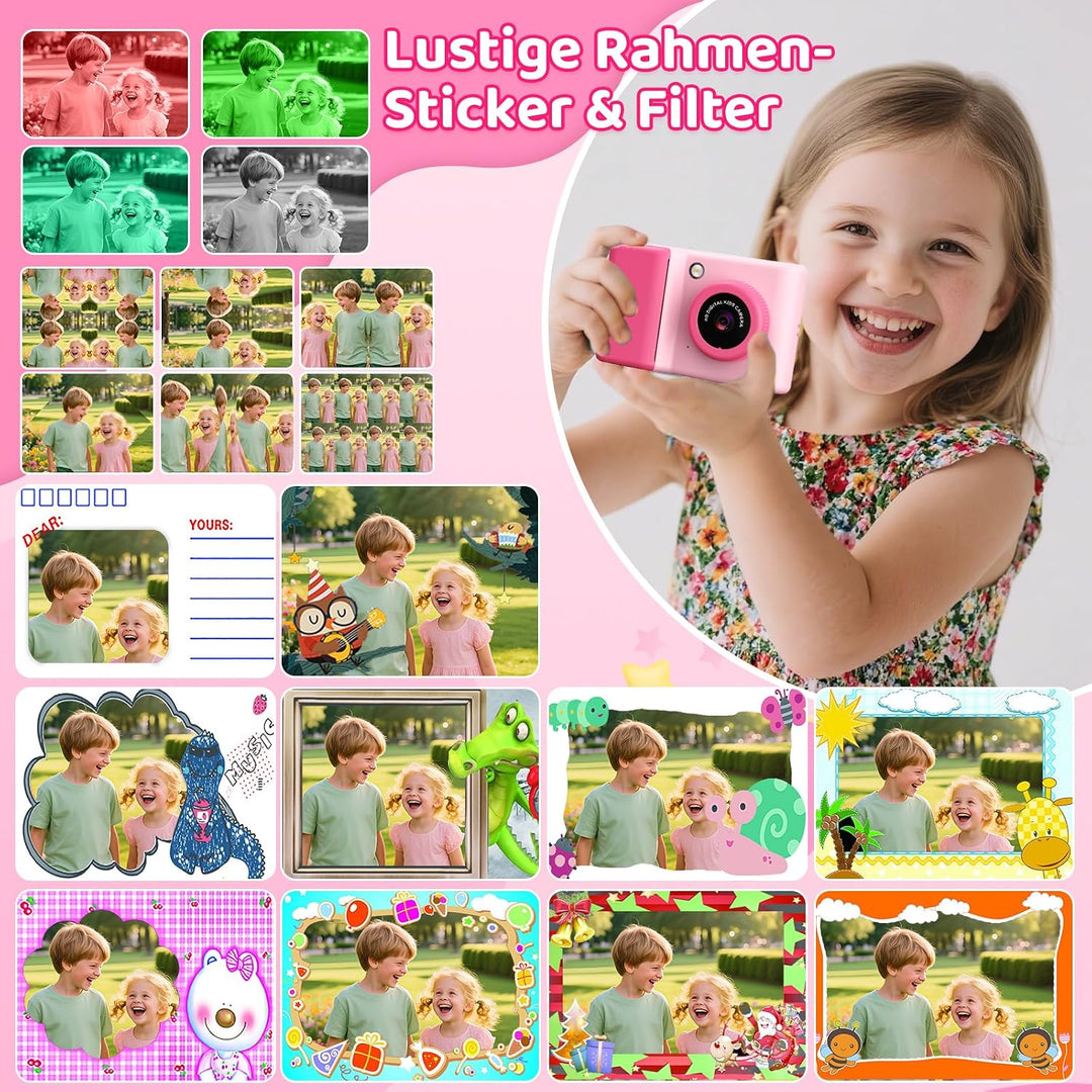uleway Sofortbildkamera Kinder, Kinderkamera mit 2.4" Bildschirm &amp; 32GB Karte &amp; Druckpapier, 1080P H