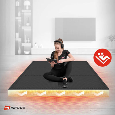 Hop-Sport Puzzlematte 6er Set - Unterlegmatte für Fitnessgeräte als Rutschfester Bodenschutz - Gröss