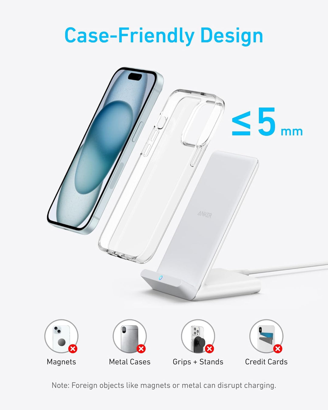 Anker 313 Induktive Ladestation, Qi-Zertifiziert, Geeignet für iPhone 15/15 Pro / 15 Pro Max, SE (20