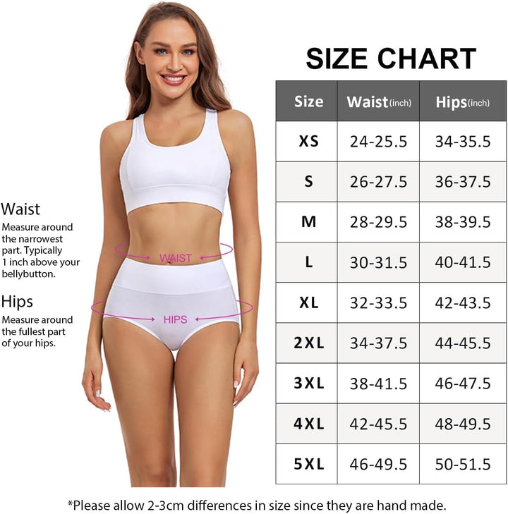 wirarpa Damen Unterhosen Baumwolle Unterwäsche Slips Damen Hohe Taille Taillenslip Weich Frauen 5er