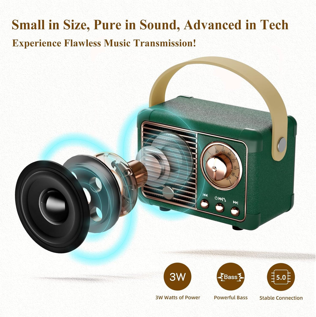 Mini Tragbarer Bluetooth Lautsprecher Coolen Retro Bluetooth Lautsprecher Perfekt für Zimmer Deko,Bü