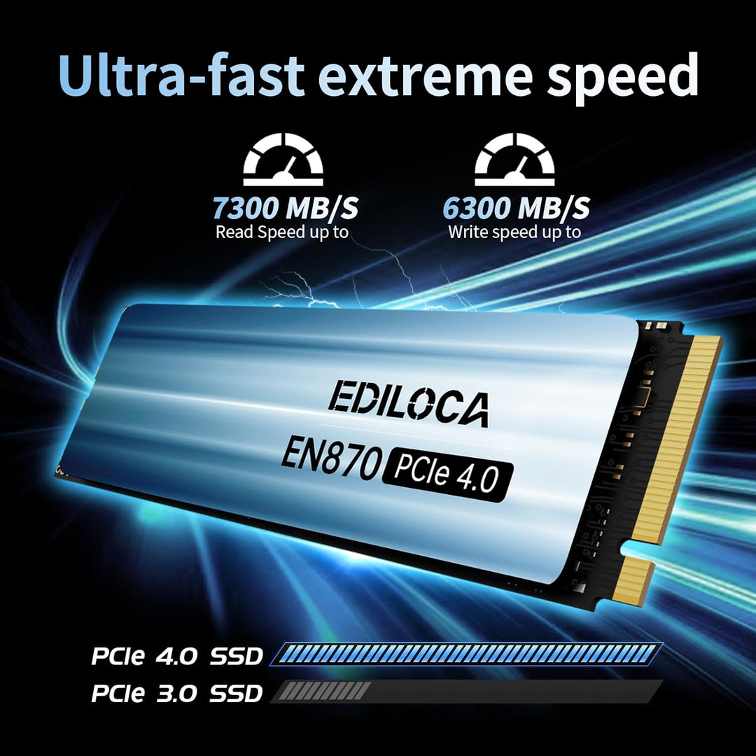 Ediloca EN870 Interne SSD 4 TB PCIe Gen4, NVMe M.2 2280, bis zu 7450 MB/s, 3D NAND TLC, Internes Sol
