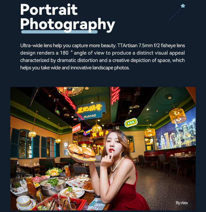 TT Artisan 7.5mm F2.0 APS-C Fisheye Objektiv Anschluss MFT Mount Black Ultra-Weitwinkelobjektiv mit