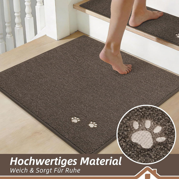 BEQHAUSE Treppeneckmatten Stufenmatten Innen rutschfest, 76X76cm,Braun | Maschinenwaschbare Treppent