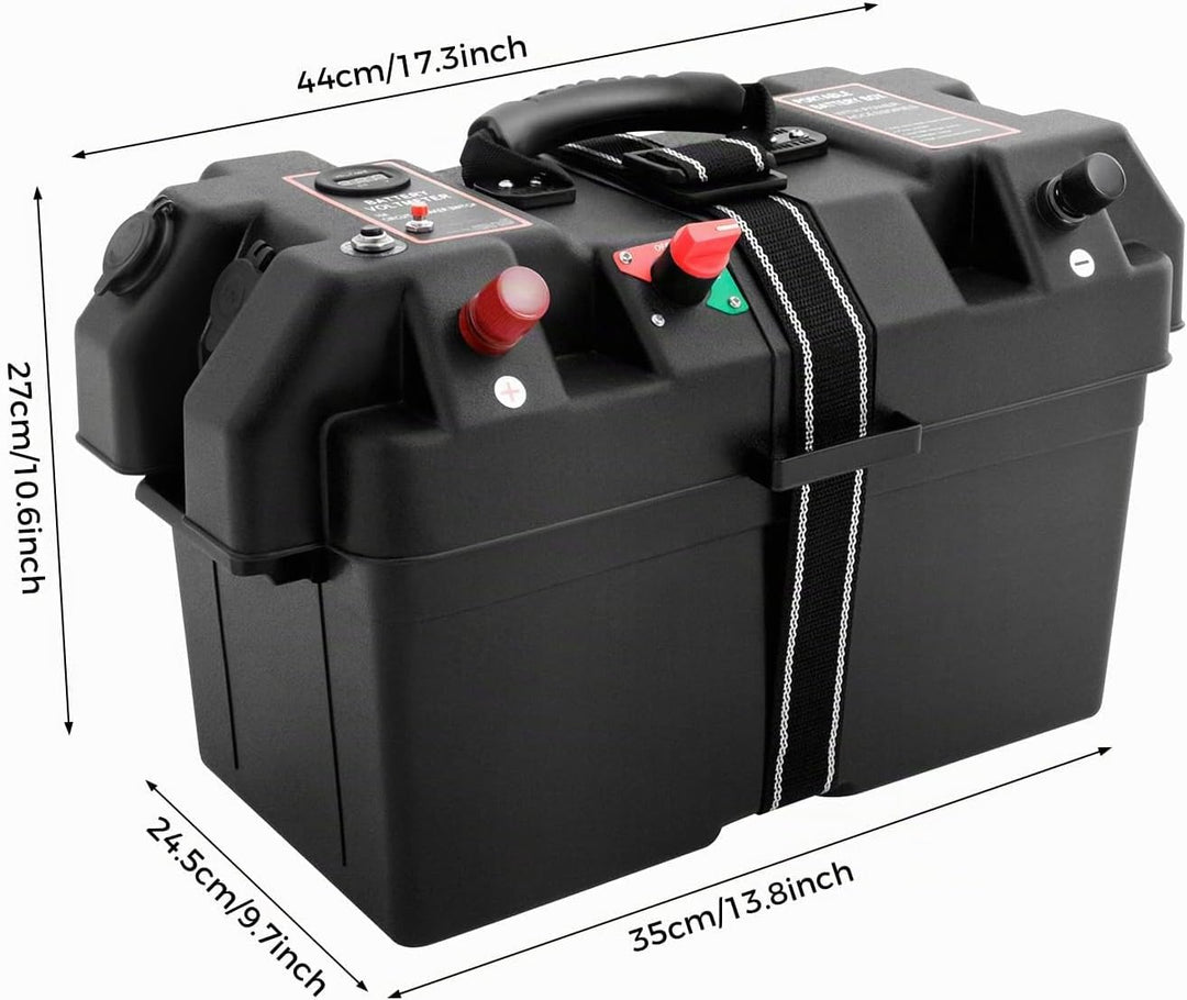 Akku Batteriebox mit Doppel-USB-Anschluss, Batteriekasten Batteriebox Boot mit LED-Anzeige, Batterie