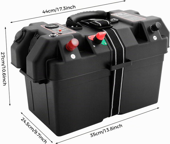 Akku Batteriebox mit Doppel-USB-Anschluss, Batteriekasten Batteriebox Boot mit LED-Anzeige, Batterie