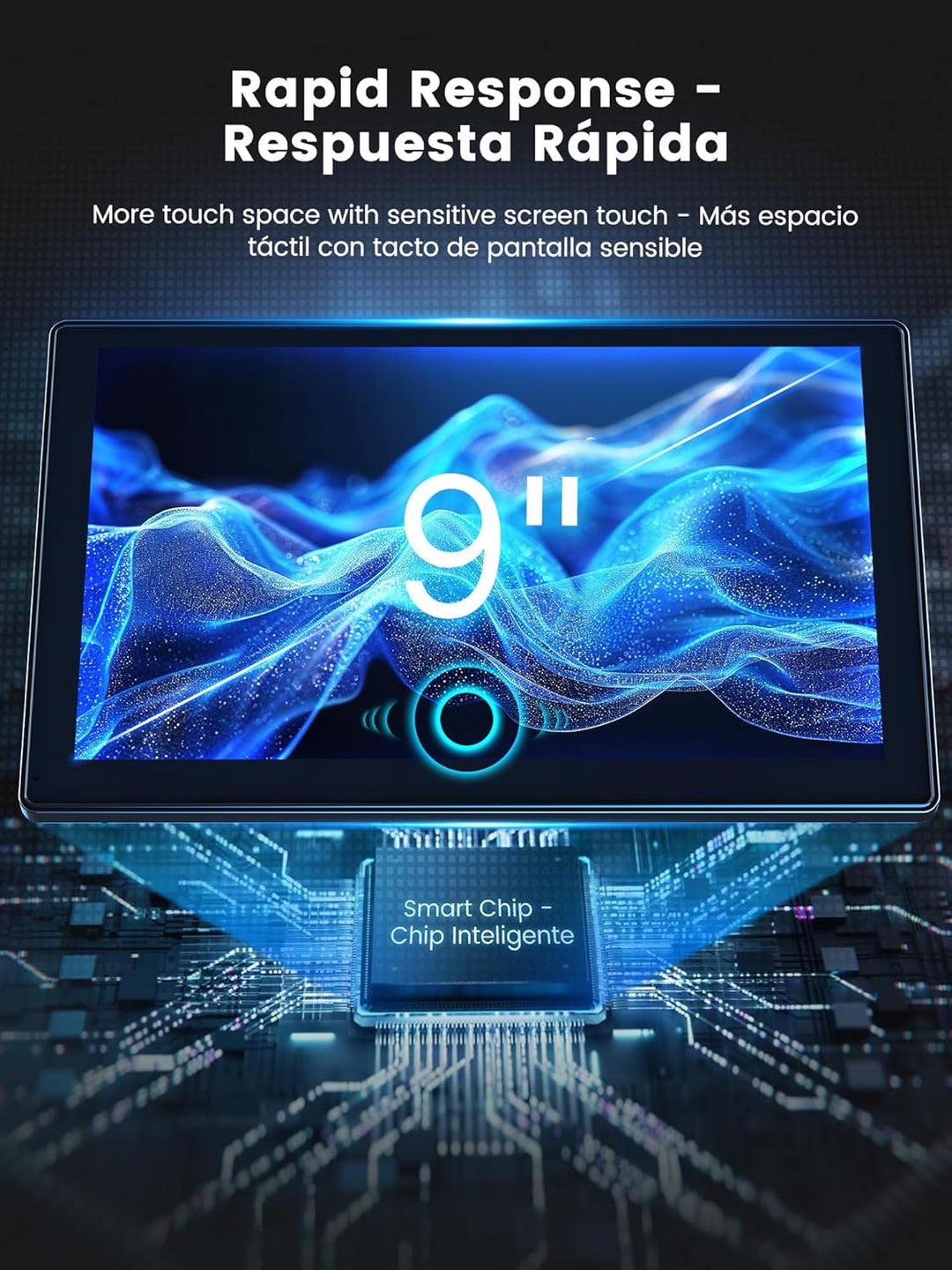 Carplay Display 9" - 4K-Dashcam & 1080P-Rückfahrkamera Drahtloses Tragbares für Apple Carplay & Andr