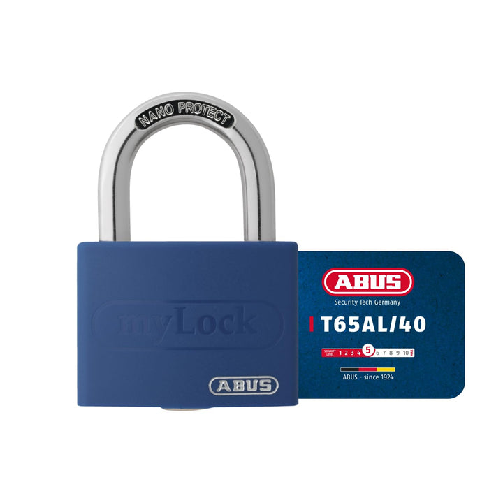 ABUS Vorhängeschloss T65AL/40 myLOCK - individuell beschreibbar - Spindschloss - massiver Aluminium-