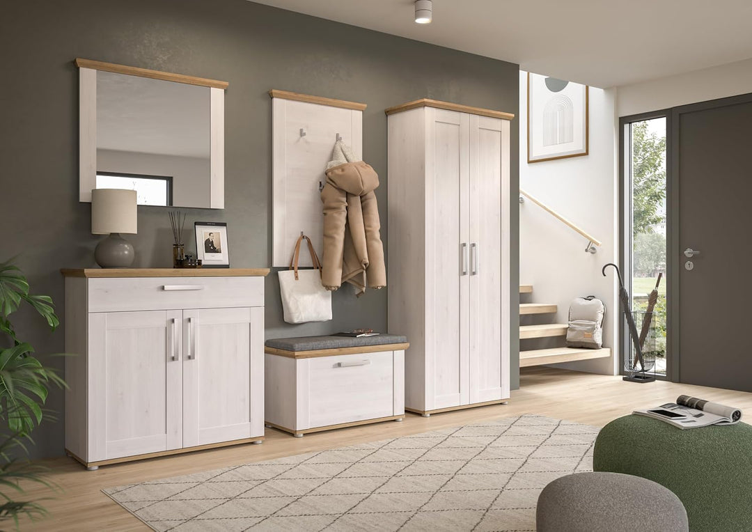 xonox.home Garderobe Verona Sitzbank Bank Garderobenbank Flurbank Truhe in Sibiu Lärche Nb. Absetzun