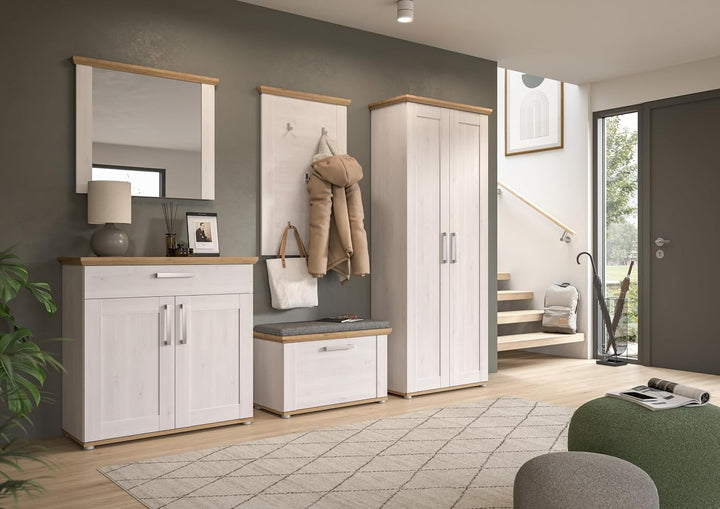 xonox.home Garderobe Verona Sitzbank Bank Garderobenbank Flurbank Truhe in Sibiu Lärche Nb. Absetzun