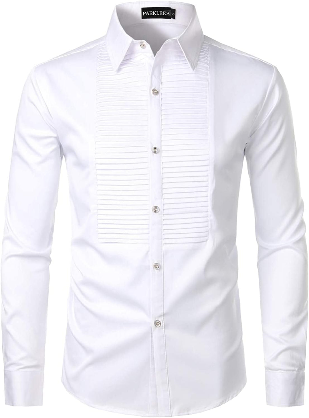 PARKLEES Herren Slim Fit Langarm Abschlussball Performing Smoking Kleid Shirts S Zzcl56-white, S Zzc