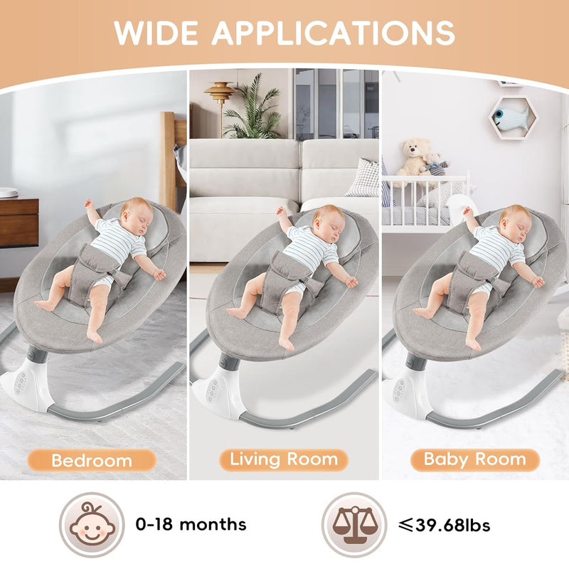 Babywippe, Elektrische Babyschaukel mit Musik,Elektrische Babywippe Monate Faltbar Abnehmbar und Was