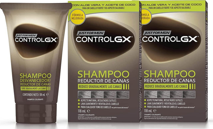 Just For Men Control GX Grey Reducing Shampoo für graues Haar, mit Kokosöl & Aloe Vera, neue verbess