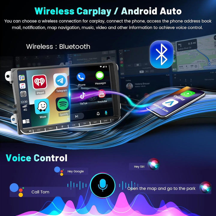 4+64GB Android Carplay Wireless Autoradio mit Navi für VW Golf 5 6 Polo Skoda Passat Wireless Androi
