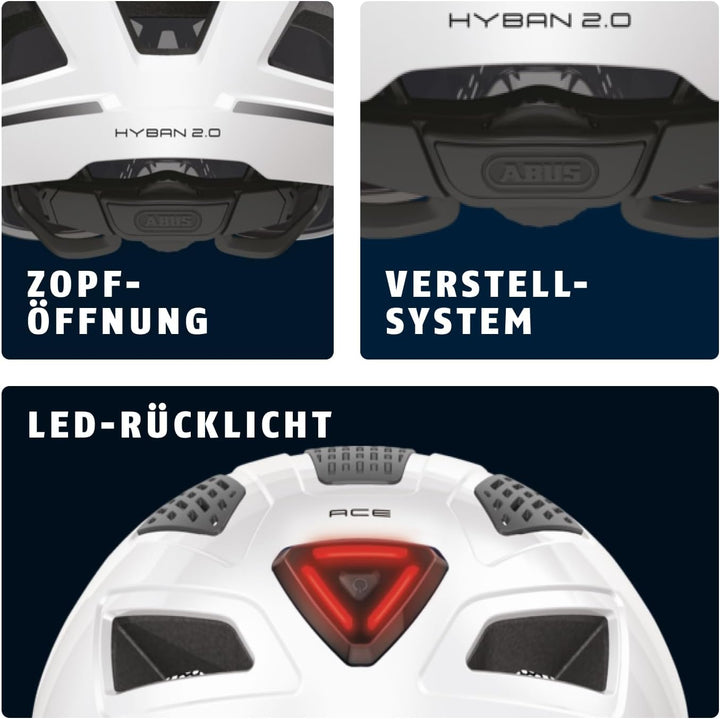 ABUS Stadthelm Hyban 2.0 ACE - Fahrradhelm mit Visier, Licht und ABS-Hartschale - für Damen und Herr