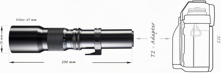 Walimex 12730 500mm 1:8,0 DSLR-Objektiv für Pentax K Bajonett schwarz (manueller Fokus, für Vollform