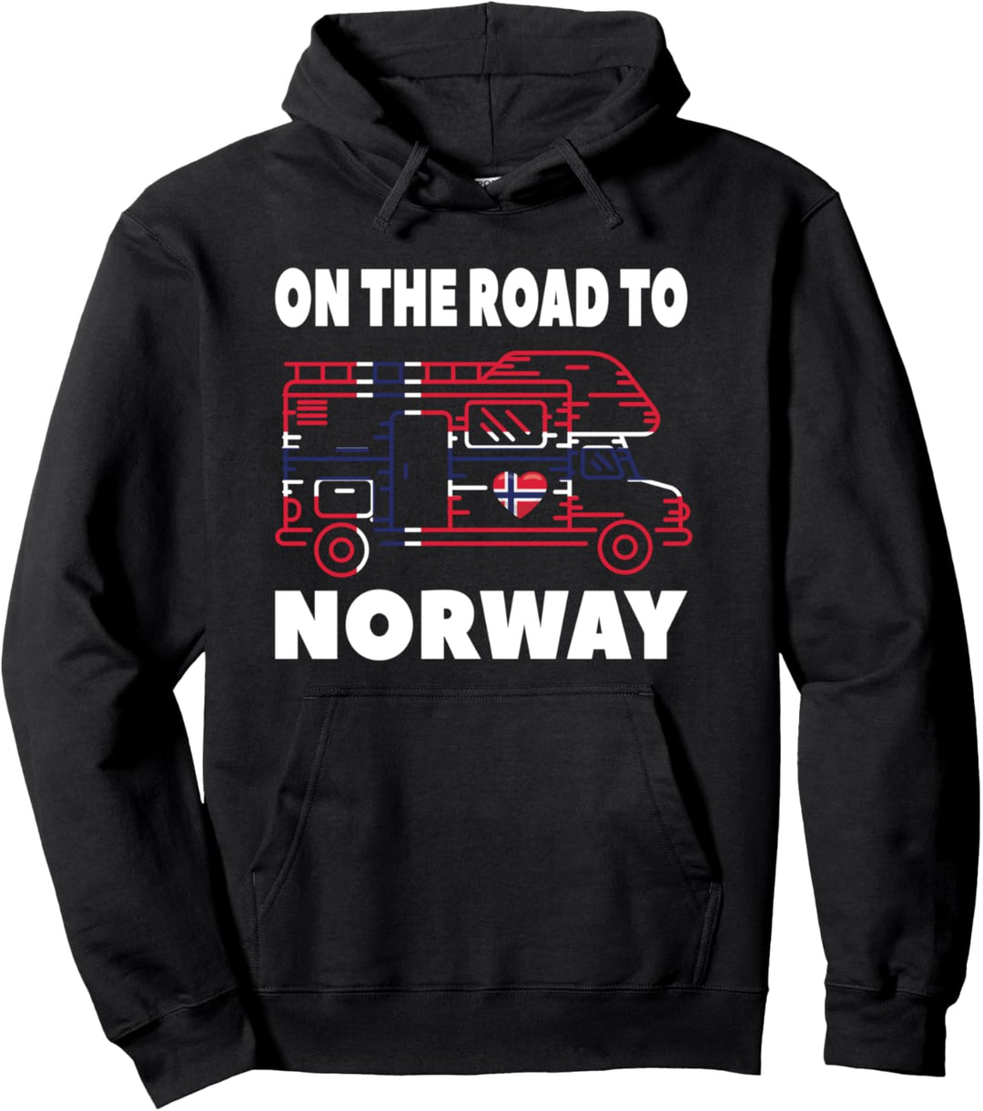 On the road to Norway Wohnmobil Camping lustiges Norwegen Pullover Hoodie