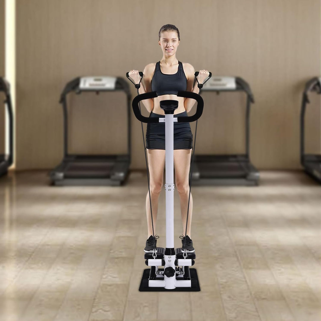 Mini Stepper für Zuhause 150kg Tragkraft, Fitness Stairmaster mit Echtzeit-Display, Widerstandsbände
