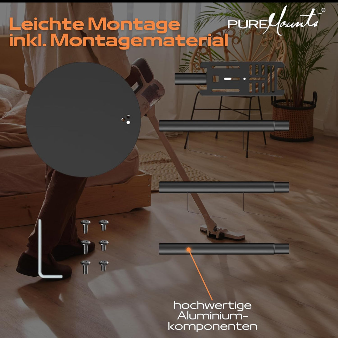PureMounts Staubsauger Ständer Halterung universal kompatibel mit Dyson, Philips, Samsung, Bosch, Mi