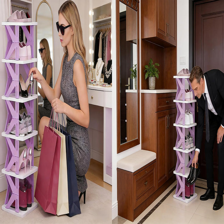 Klappbares Schuhregal mit Mehreren Ebenen, Tragbares Schuh Organizer für Eingang/Bad/Schlafzimmer, P
