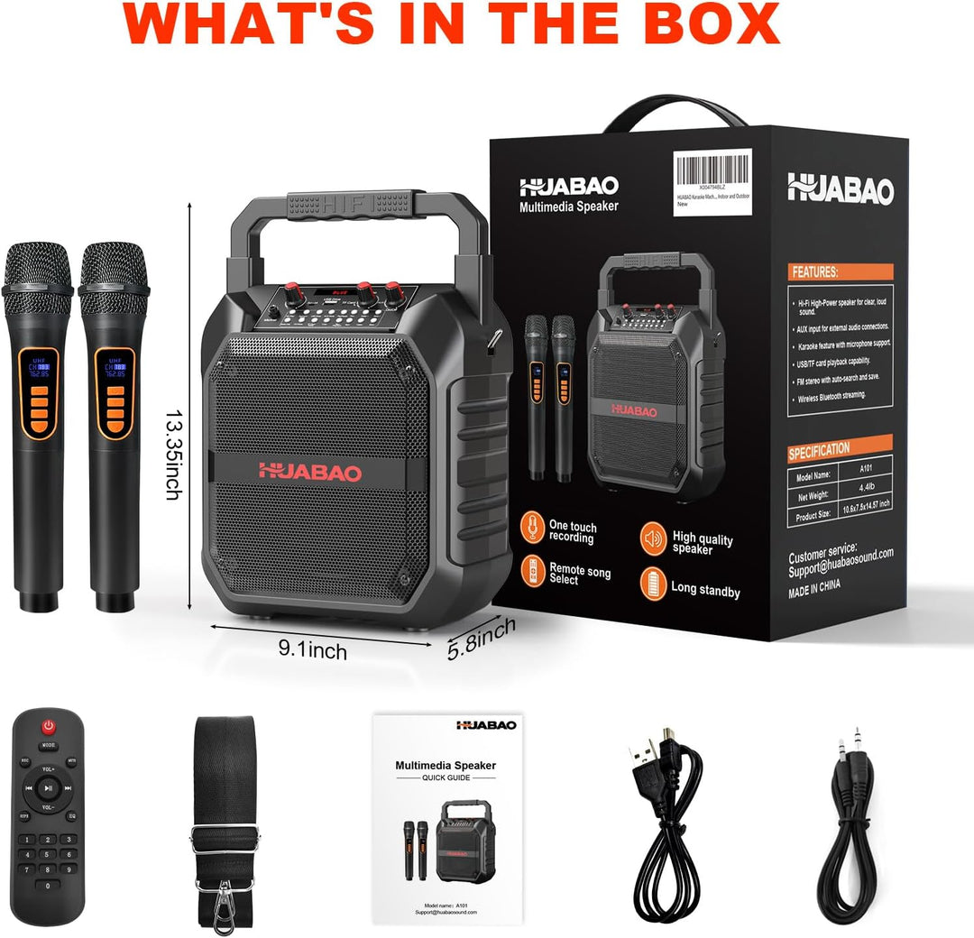 Karaoke-Maschine, tragbarer Bluetooth-Lautsprecher mit drahtlosem Mikrofon für Erwachsene & Kinder,