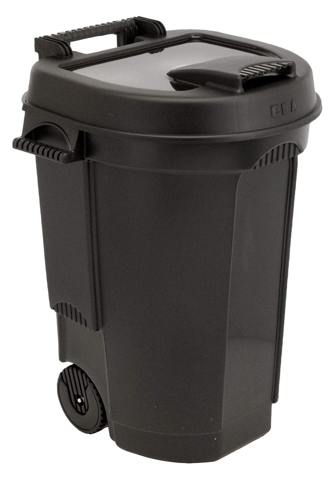 Spetebo Garten Abfalltonne mit Deckel fahrbar in schwarz - 110 Liter - Mülltonne Gartentonne Abfalle