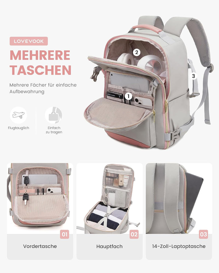 LOVEVOOK Ryanair Handgepäck 40x30x20, Handgepäck Rucksack Tasche Reiserucksack Flugzeug, Carry On Ha