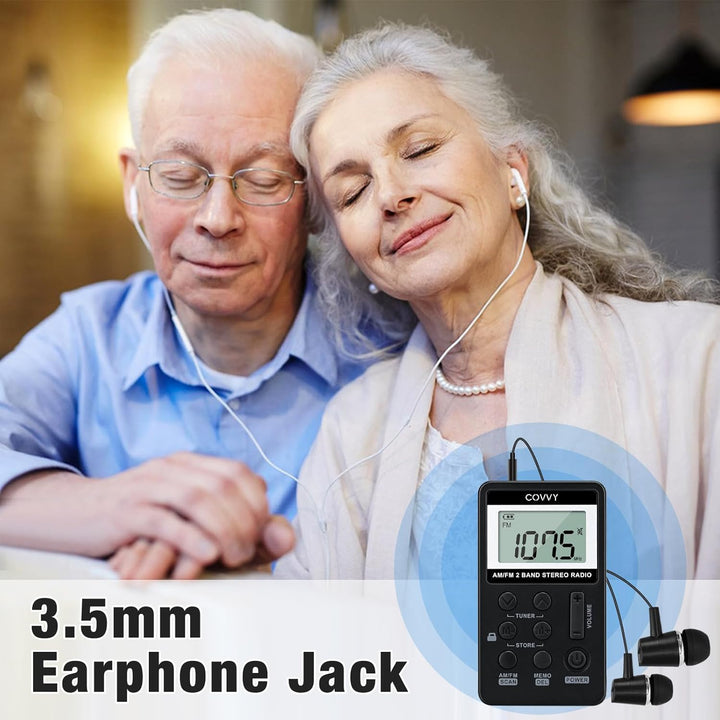 AM/FM Tragbares Radio,Covvy Digitales Pocket Mini Radio mit 500mAh 3.7V Wiederaufladbarer Akku und K