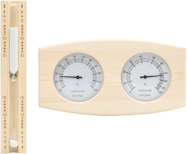 vidaXL 2-in-1 Sauna-Hygrothermograph und Sanduhr Set Massivholz