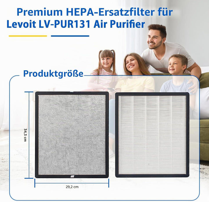 Ersatzfilter für Levoit Luftreiniger LV-PUR131 &amp; LV-PUR131S - Effizient HEPA-Kombifilter &amp; Aktivkohl