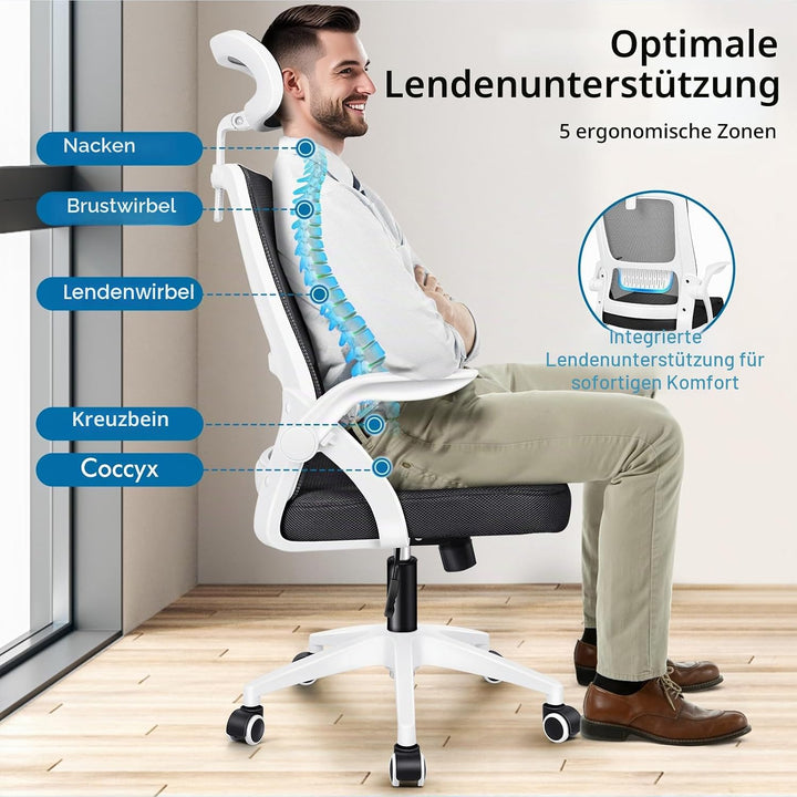 ALFORDSON Ergonomischer Büro-Schreibtischstuhl, Computerstuhl mit dynamischer Lordosenstütze, neigba