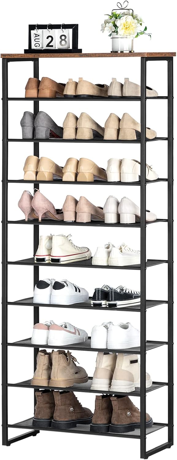 HOOBRO Schuhregal mit 10 Ebenen, Schuhschrank hoch, 60cm Schuhablage schmal, Schuhaufbewahrung, für