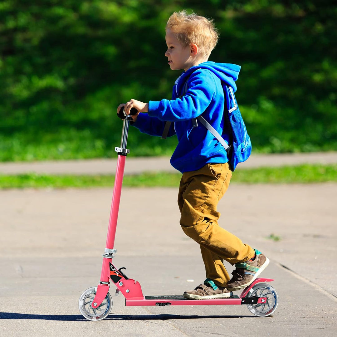 GYMAX Faltbare Kindersooter, Kinder Roller mit LED leuchtenden Räder, Tretroller 3 höhenverstellbar