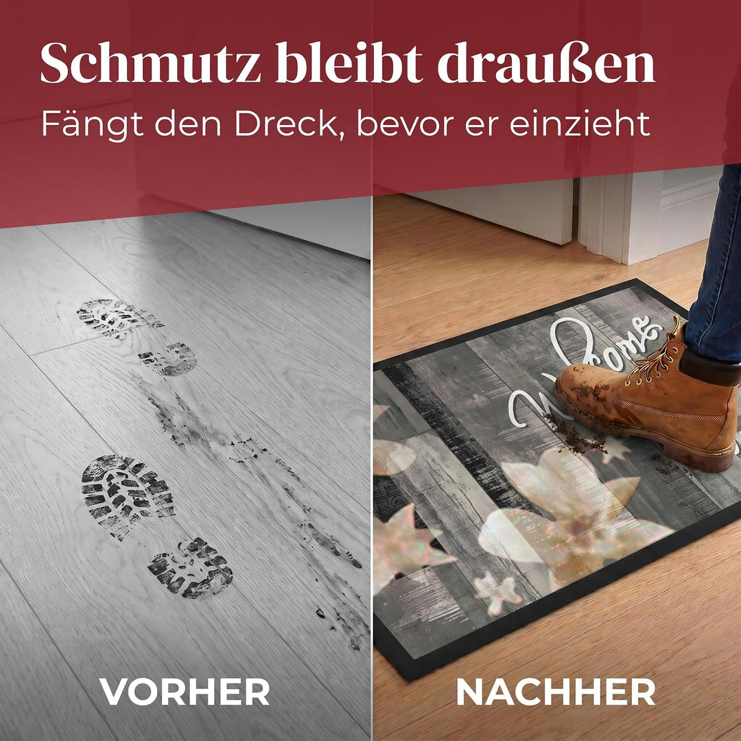 Hochwertige Fussmatte 60x80 cm (Large) – Schmutzfangmatte für Innen &amp; Aussen, rutschfest mit hoher S