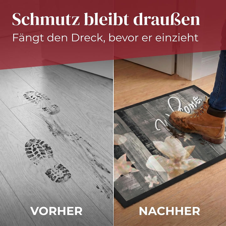 Hochwertige Fussmatte 60x80 cm (Large) – Schmutzfangmatte für Innen &amp; Aussen, rutschfest mit hoher S