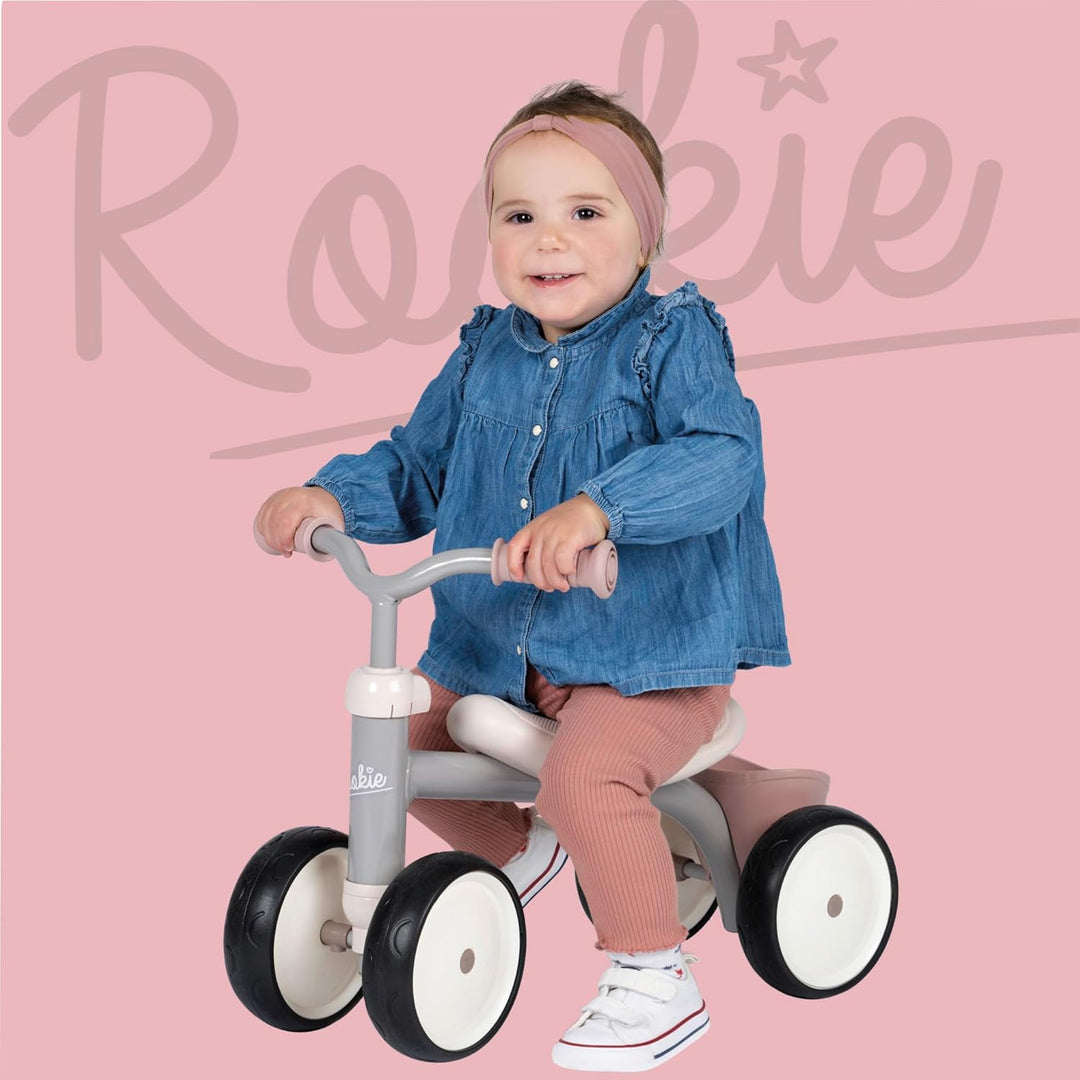 Smoby - Rookie Laufrad Rose – ideale Lauflernhilfe für Kinder ab 12 Monaten, Lauflernrad mit Spielze
