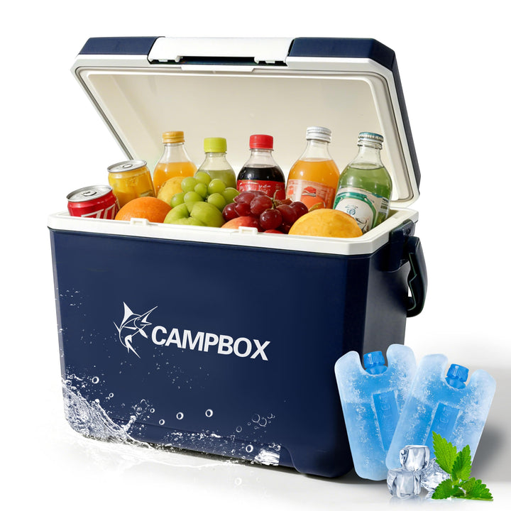 JONRRYIN Kühlbox, Passiv-Kühlbox 24 Liter Bis zu 12 Std. Kühlung, Mobile Cooler Box mit 2 Kühlakkus,