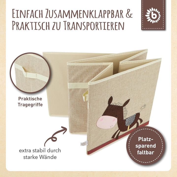 Bieco Aufbewahrungsbox Kinder - Süsse Esel Spielzeugkiste faltbar - 33x33x33 cm - ideal für Kallax R