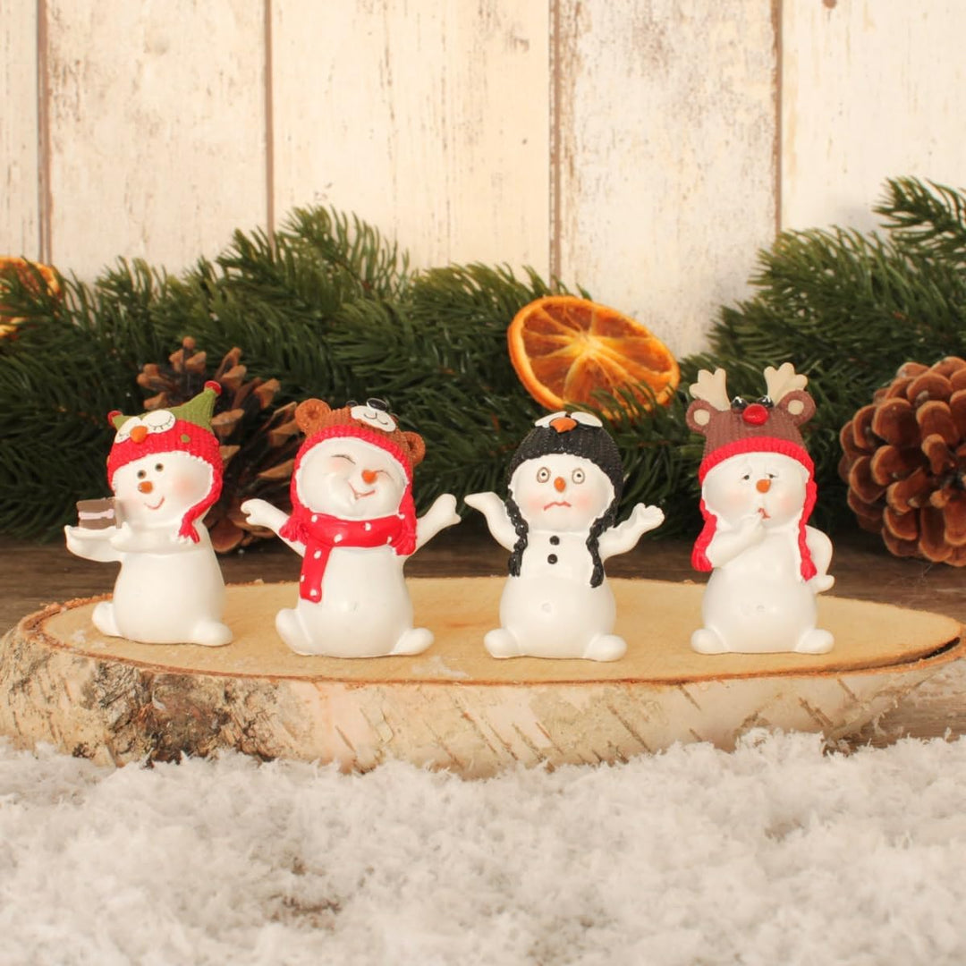 matches21 HOME &amp; HOBBY Lustige Schneemann Deko Figuren für Weihnachten im 4er Set - Kleine 6cm Weihn