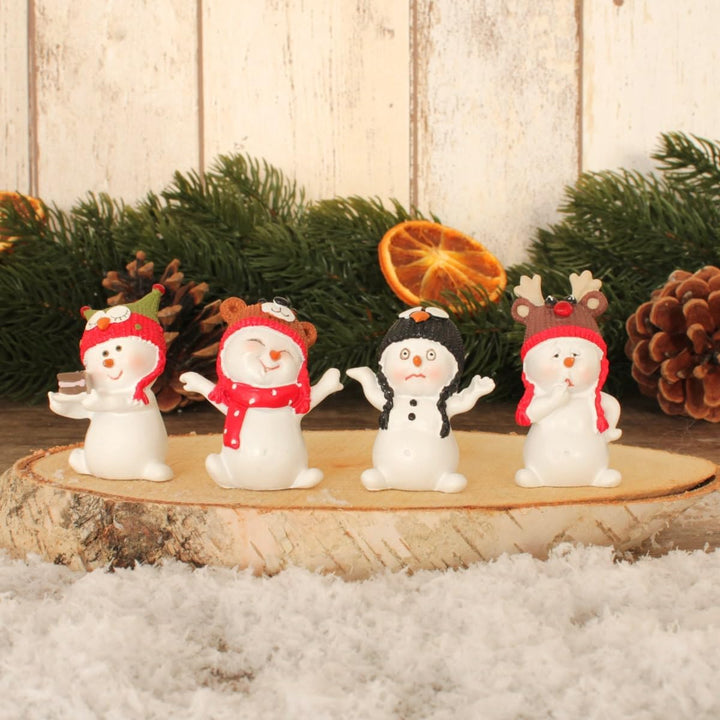 matches21 HOME &amp; HOBBY Lustige Schneemann Deko Figuren für Weihnachten im 4er Set - Kleine 6cm Weihn
