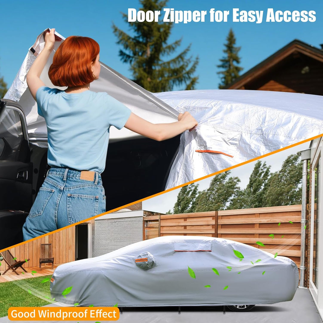 Hagelschutzplane Auto,Autoabdeckung Wasserdicht All Weather,Robuste Autoplane Outdoor mit Türreissve